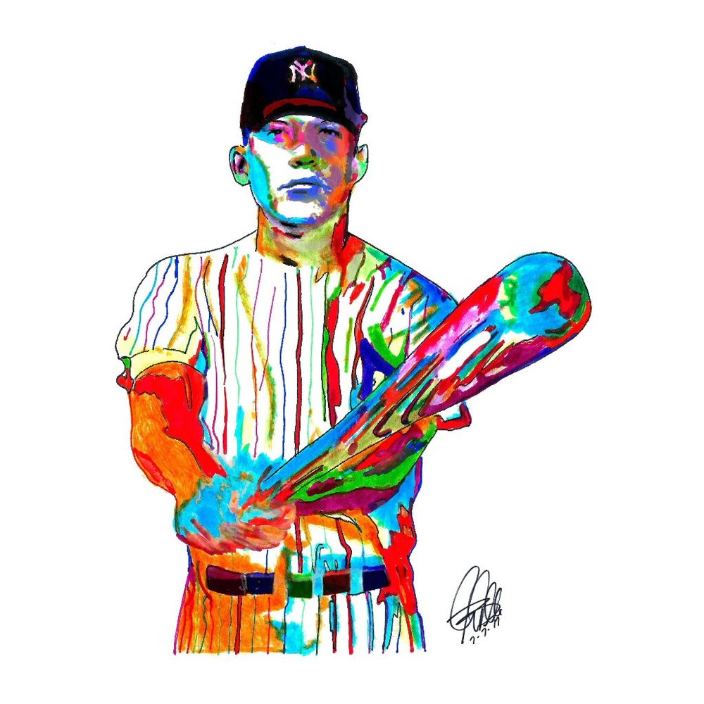Mickey Mantle New York Yankees Sports Baseball CF Print Poster Wall Art